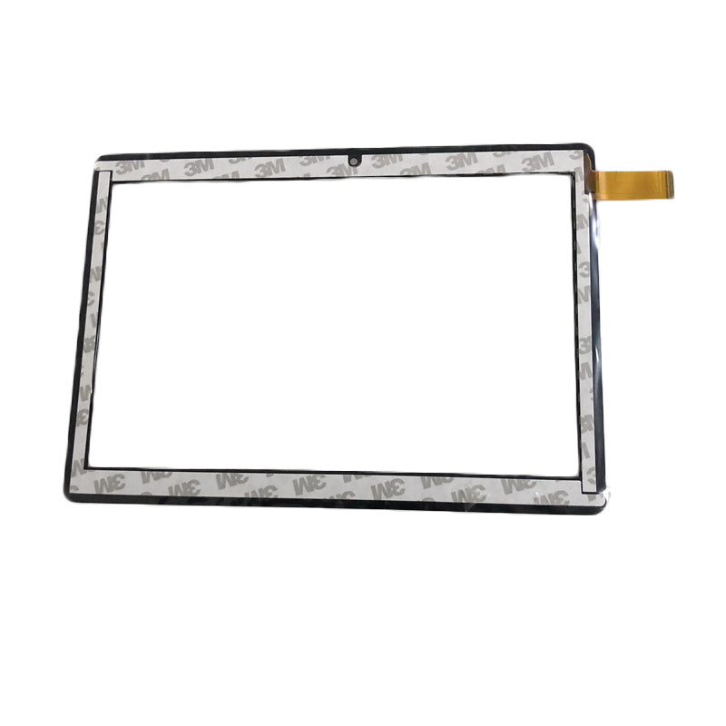 Back view of XC-PG1010-229-A0 touch screen glass showing adhesive tape